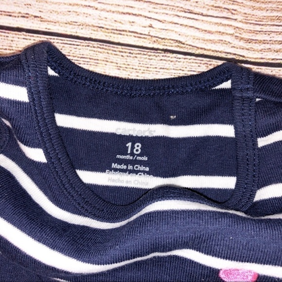 NWT Carters Sleeveless Navy Blue Striped Sundress Size 18 months - Picture 3 of 4